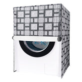 Kuber Industries Washing Machine Cover | Big Check Washing Machine Cover | Soft PVC | Front Load Washing Machine Cover | Gray